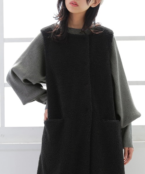 osharewalker（オシャレウォーカー）の「【廃盤】『ボアロングジレベスト』（ベスト・レディース・ブラック/アイボリー/モカ・FREE）」の11枚目の写真