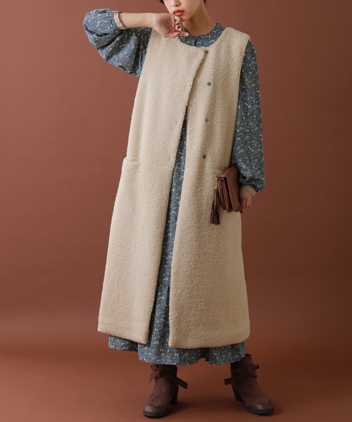 osharewalker（オシャレウォーカー）の「【廃盤】『ボアロングジレベスト』（ベスト・レディース・ブラック/アイボリー/モカ・FREE）」の4枚目の写真