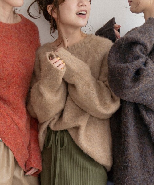 FREAK'S STORE（フリークスストア）の「akina × FREAK'S STORE/アキナ akina × FREAK'S モヘアタッチルーズニット（ニット/セーター・レディース・ベージュ/オレンジ/ブラウン・ﾌﾘ-）」の3枚目の写真