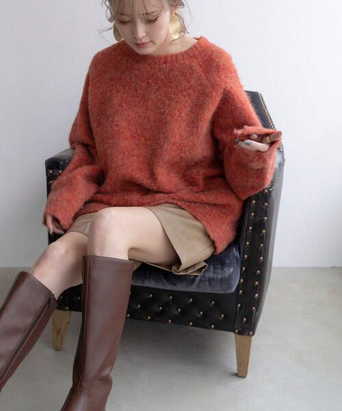 FREAK'S STORE（フリークスストア）の「akina × FREAK'S STORE/アキナ akina × FREAK'S モヘアタッチルーズニット（ニット/セーター・レディース・ベージュ/オレンジ/ブラウン・ﾌﾘ-）」の4枚目の写真