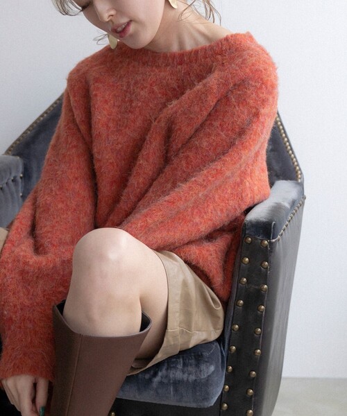 FREAK'S STORE（フリークスストア）の「akina × FREAK'S STORE/アキナ akina × FREAK'S モヘアタッチルーズニット（ニット/セーター・レディース・ベージュ/オレンジ/ブラウン・ﾌﾘ-）」の5枚目の写真