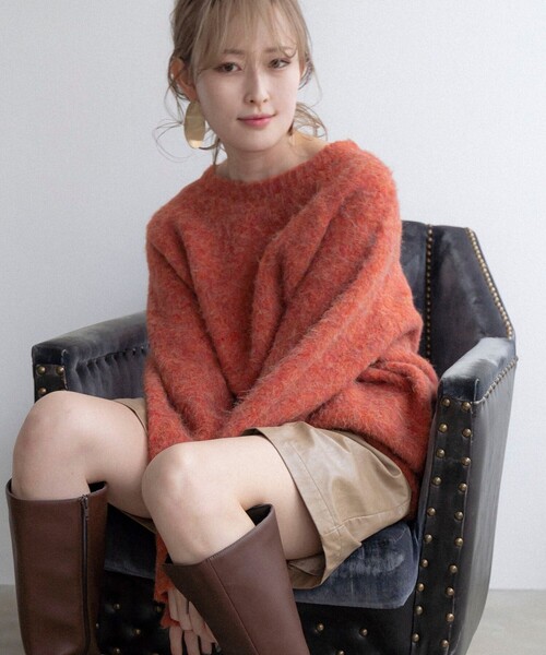 FREAK'S STORE（フリークスストア）の「akina × FREAK'S STORE/アキナ akina × FREAK'S モヘアタッチルーズニット（ニット/セーター・レディース・ベージュ/オレンジ/ブラウン・ﾌﾘ-）」の6枚目の写真