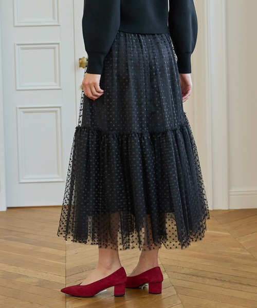 ANAYI(アナイ)の「ドットチュールティアード スカート(スカート・レディース・ブラック・36/38)」の4枚目の写真