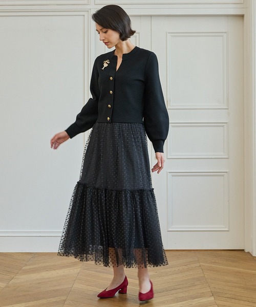 ANAYI(アナイ)の「ドットチュールティアード スカート(スカート・レディース・ブラック・36/38)」の9枚目の写真
