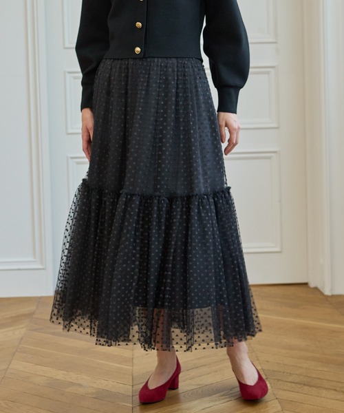 ANAYI(アナイ)の「ドットチュールティアード スカート(スカート・レディース・ブラック・36/38)」の6枚目の写真