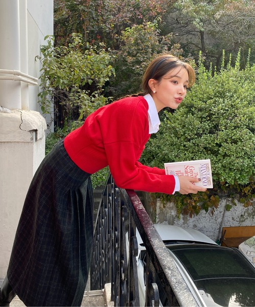 セール】ワッペン刺繍Vネックニット（ニット/セーター）｜by muni:r