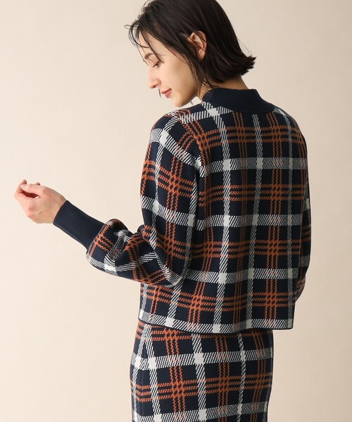 OPAQUE.CLIP（オペークドットクリップ）の「◆チェックジャカードニット（ニット/セーター・レディース・ネイビー系1/ブルー系6・38）」の3枚目の写真