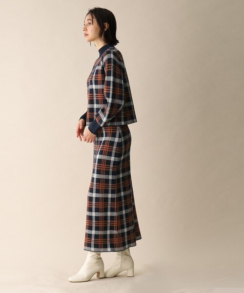 OPAQUE.CLIP（オペークドットクリップ）の「◆チェックジャカードニット（ニット/セーター・レディース・ネイビー系1/ブルー系6・38）」の14枚目の写真