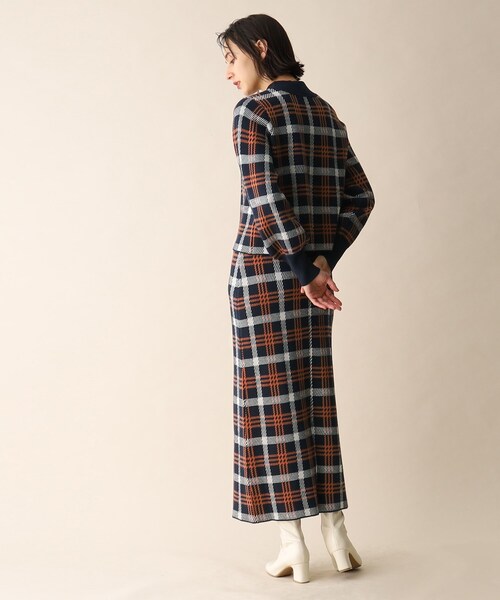 OPAQUE.CLIP（オペークドットクリップ）の「◆チェックジャカードニット（ニット/セーター・レディース・ネイビー系1/ブルー系6・38）」の16枚目の写真