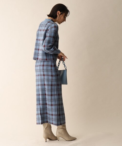 OPAQUE.CLIP（オペークドットクリップ）の「◆チェックジャカードニット（ニット/セーター・レディース・ネイビー系1/ブルー系6・38）」の4枚目の写真