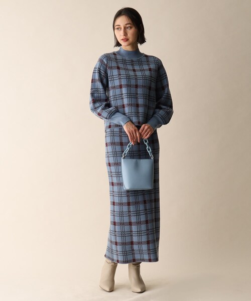 OPAQUE.CLIP（オペークドットクリップ）の「◆チェックジャカードニット（ニット/セーター・レディース・ネイビー系1/ブルー系6・38）」の8枚目の写真