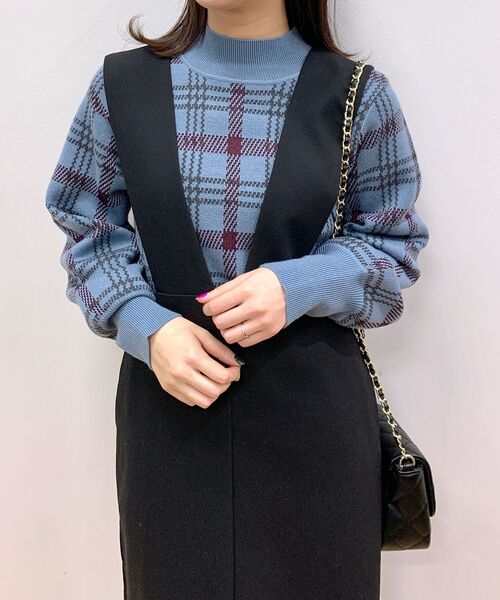 OPAQUE.CLIP（オペークドットクリップ）の「◆チェックジャカードニット（ニット/セーター・レディース・ネイビー系1/ブルー系6・38）」の18枚目の写真