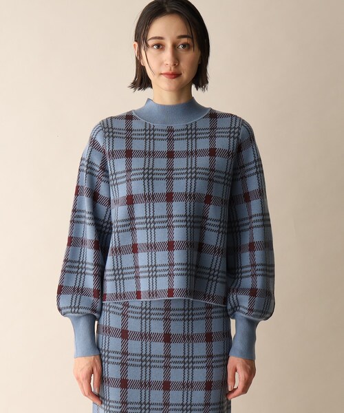 OPAQUE.CLIP（オペークドットクリップ）の「◆チェックジャカードニット（ニット/セーター・レディース・ネイビー系1/ブルー系6・38）」の19枚目の写真