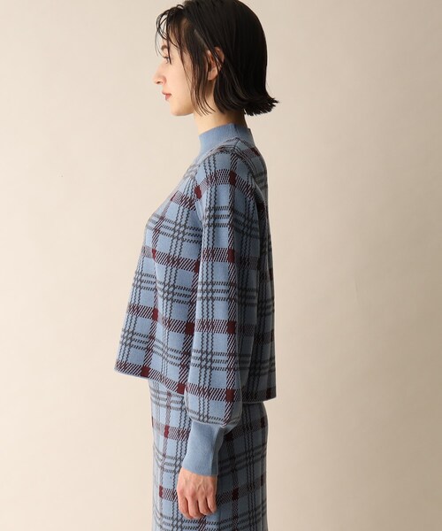 OPAQUE.CLIP（オペークドットクリップ）の「◆チェックジャカードニット（ニット/セーター・レディース・ネイビー系1/ブルー系6・38）」の20枚目の写真