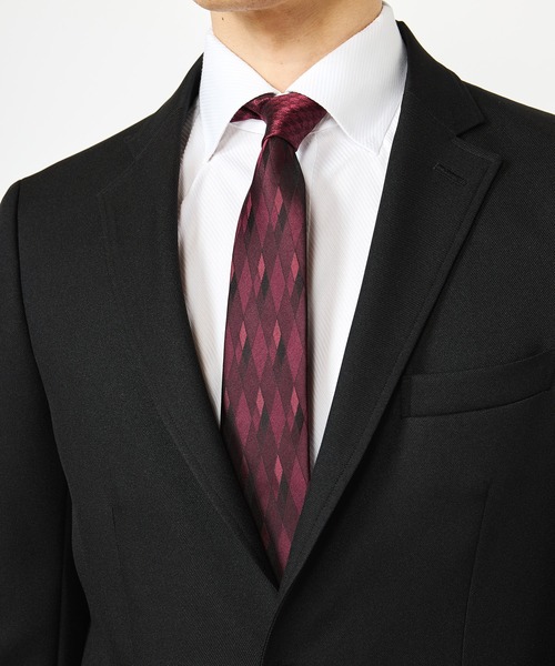 CROWDED CLOSET（クラウデッドクローゼット）の「ダイヤ/千鳥格子柄 クレリックタイ（ネクタイ・メンズ・ネイビー/シルバー/ボルドー・FREE）」の6枚目の写真