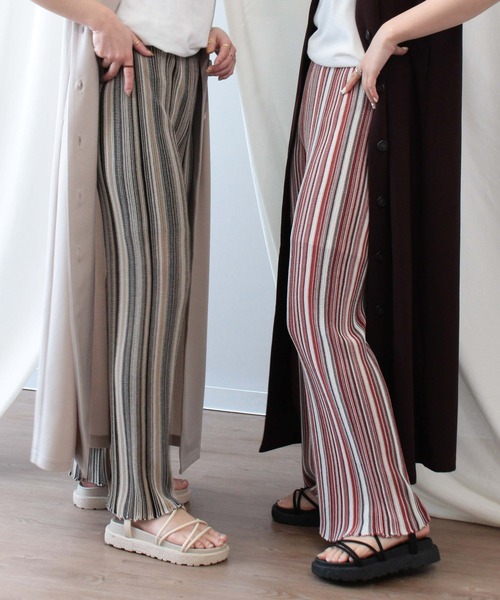mil（ミル）の「マルチストライプ柄ニットパンツ（その他パンツ・レディース・ブラック/オレンジ/ベージュ・XS/M/S）」の11枚目の写真