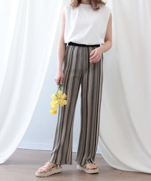 mil（ミル）の「マルチストライプ柄ニットパンツ（その他パンツ・レディース・ブラック/オレンジ/ベージュ・XS/M/S）」の19枚目の写真