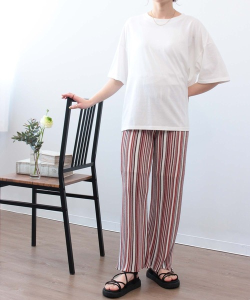 mil（ミル）の「マルチストライプ柄ニットパンツ（その他パンツ・レディース・ブラック/オレンジ/ベージュ・XS/M/S）」の10枚目の写真