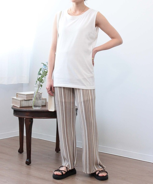 mil（ミル）の「マルチストライプ柄ニットパンツ（その他パンツ・レディース・ブラック/オレンジ/ベージュ・XS/M/S）」の9枚目の写真