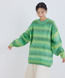 グラデーションニット クルーネックチュニック