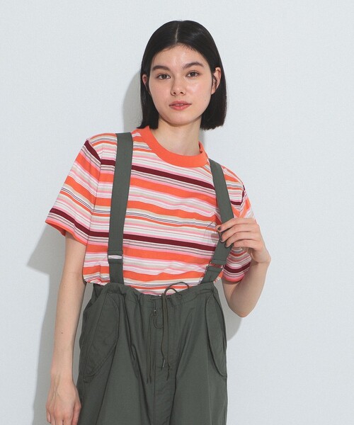 BEAMSBOY/ボーイマルチボーダークルーネックTシャツ23SS