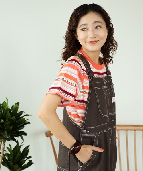 BEAMS BOY（ビームスボーイ）の「BEAMS BOY /ボーイ マルチボーダー クルーネック Tシャツ 23SS（Tシャツ/カットソー・レディース・ネイビー/オレンジ/グリーン・ONE SIZE）」の7枚目の写真