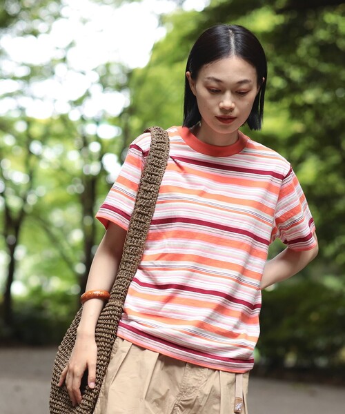 BEAMS BOY（ビームスボーイ）の「BEAMS BOY /ボーイ マルチボーダー クルーネック Tシャツ 23SS（Tシャツ/カットソー・レディース・ネイビー/オレンジ/グリーン・ONE SIZE）」の17枚目の写真