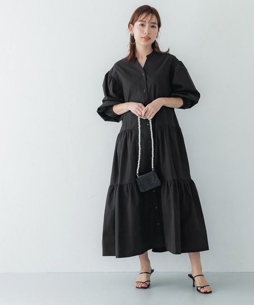 coca(coca)(コカ)の「ポリエステルティアードシャツワンピース(ワンピース・レディース・ホワイト/ブラック・L/M)」の9枚目の写真