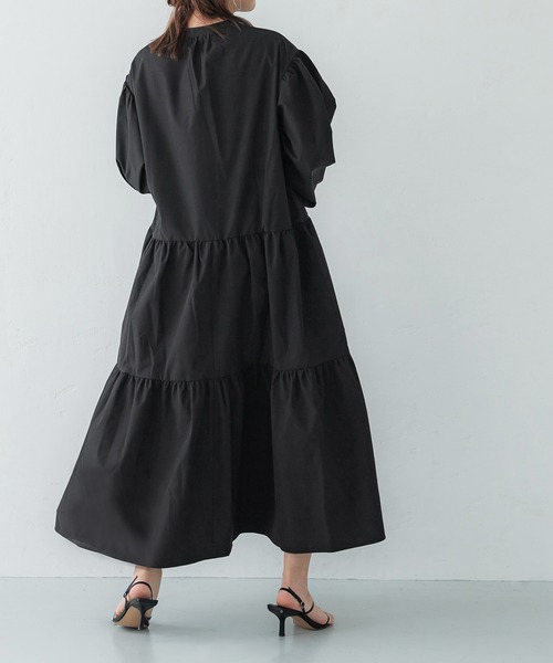 coca(coca)(コカ)の「ポリエステルティアードシャツワンピース(ワンピース・レディース・ホワイト/ブラック・L/M)」の7枚目の写真