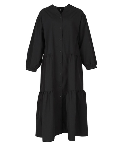 coca(coca)(コカ)の「ポリエステルティアードシャツワンピース(ワンピース・レディース・ホワイト/ブラック・L/M)」の3枚目の写真