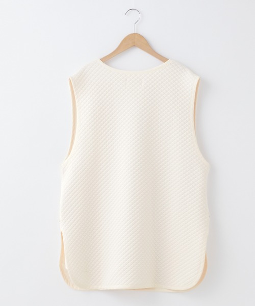 Chaco closet（チャコ クローゼット）の「キルティングジャガード ダブルボタン ミドル丈ジレ（ベスト・レディース・モカ/カーキ/アイボリー/ブラック・FREE）」の16枚目の写真