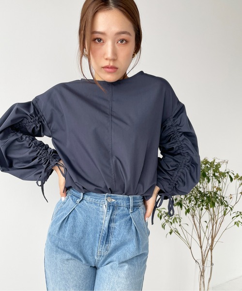 Meli rich(メリーリッチ)の「袖ドロストプルオーバー(シャツ/ブラウス・レディース・ネイビー/ブラウン/オフホワイト・MEDIUM)」の8枚目の写真