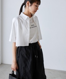 forksy. | 【forksy.】ブロードプリーツクロップド丈半袖シャツ(シャツ/ブラウス)