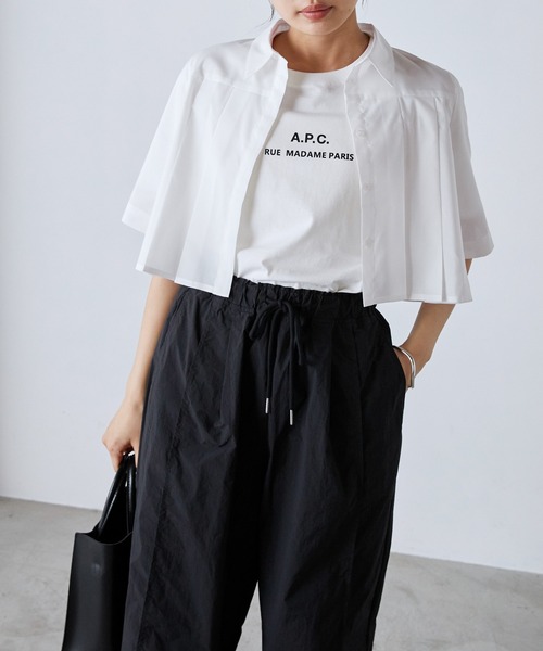 forksy.(フォルクシー)の「【forksy.】ブロードプリーツクロップド丈半袖シャツ(シャツ/ブラウス・レディース・ホワイト/ブルー/ブラック/グレー・FREE)」の17枚目の写真