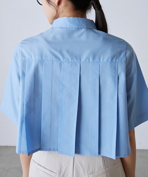 forksy.(フォルクシー)の「【forksy.】ブロードプリーツクロップド丈半袖シャツ(シャツ/ブラウス・レディース・ホワイト/ブルー/ブラック/グレー・FREE)」の16枚目の写真