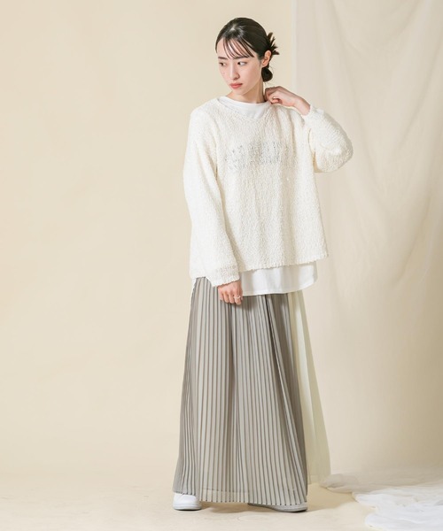 Risley（リズレー）の「ラッププリーツパンツ（その他パンツ・レディース・グレー×ホワイト・FREE）」の6枚目の写真