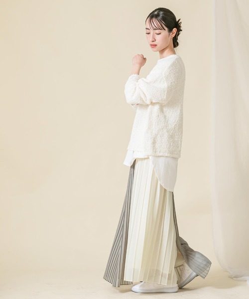 Risley（リズレー）の「ラッププリーツパンツ（その他パンツ・レディース・グレー×ホワイト・FREE）」の3枚目の写真