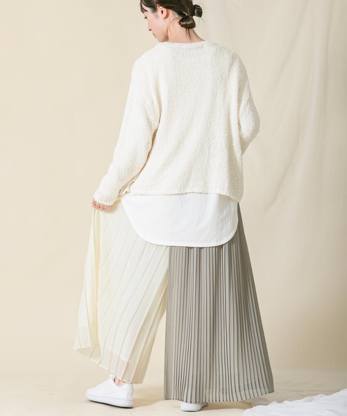 Risley（リズレー）の「ラッププリーツパンツ（その他パンツ・レディース・グレー×ホワイト・FREE）」の4枚目の写真