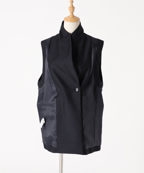 ジャーナルスタンダード　レリューム ギャバ　ネイビー　ジレ JOURNAL STANDARD relume ベスト T/Wギャバネイビージレ