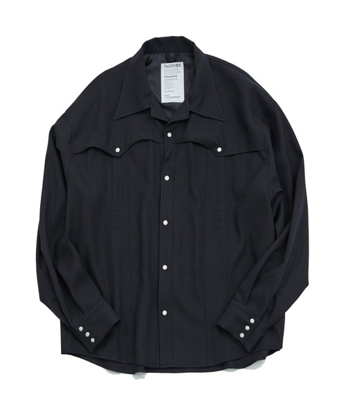 FACCIES（ファチーズ）の「【FACCIES/ファッチーズ】Wt Mix Dry Twill Sh（シャツ/ブラウス・メンズ・グリーン/ブラック・1/2）」の2枚目の写真