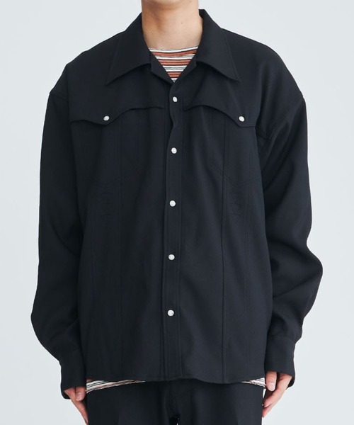 FACCIES（ファチーズ）の「【FACCIES/ファッチーズ】Wt Mix Dry Twill Sh（シャツ/ブラウス・メンズ・グリーン/ブラック・1/2）」の5枚目の写真