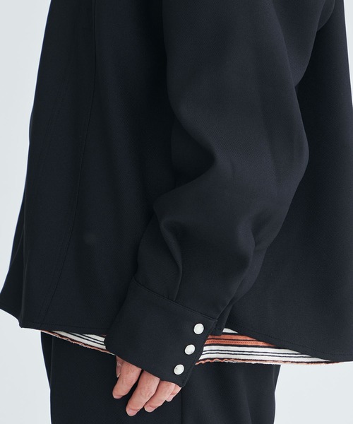 FACCIES（ファチーズ）の「【FACCIES/ファッチーズ】Wt Mix Dry Twill Sh（シャツ/ブラウス・メンズ・グリーン/ブラック・1/2）」の3枚目の写真