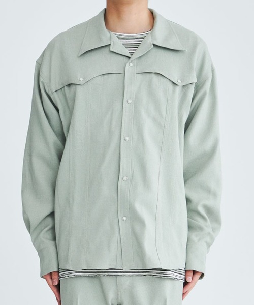 FACCIES（ファチーズ）の「【FACCIES/ファッチーズ】Wt Mix Dry Twill Sh（シャツ/ブラウス・メンズ・グリーン/ブラック・1/2）」の16枚目の写真