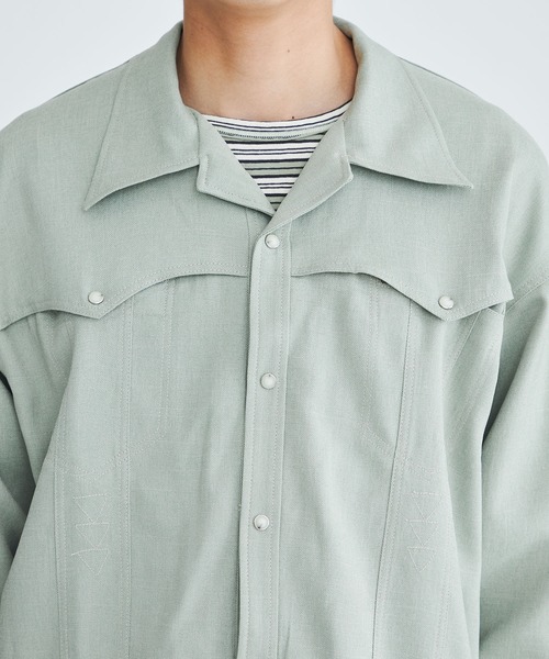 FACCIES（ファチーズ）の「【FACCIES/ファッチーズ】Wt Mix Dry Twill Sh（シャツ/ブラウス・メンズ・グリーン/ブラック・1/2）」の18枚目の写真