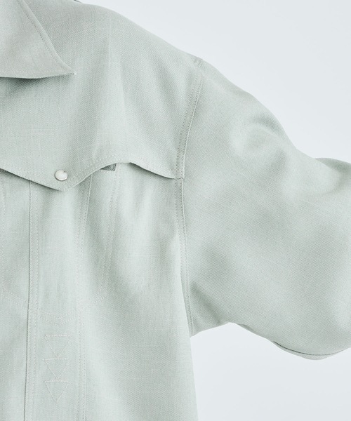 FACCIES（ファチーズ）の「【FACCIES/ファッチーズ】Wt Mix Dry Twill Sh（シャツ/ブラウス・メンズ・グリーン/ブラック・1/2）」の4枚目の写真