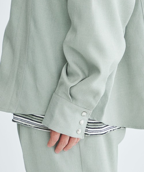 FACCIES（ファチーズ）の「【FACCIES/ファッチーズ】Wt Mix Dry Twill Sh（シャツ/ブラウス・メンズ・グリーン/ブラック・1/2）」の14枚目の写真