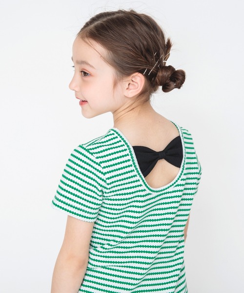 BRANSHES(ブランシェス)の「後ろリボン半袖Tシャツ(Tシャツ/カットソー・キッズ・レッド/ブラック/グリーン・100/150/130/110/120/140/90)」の1枚目の写真