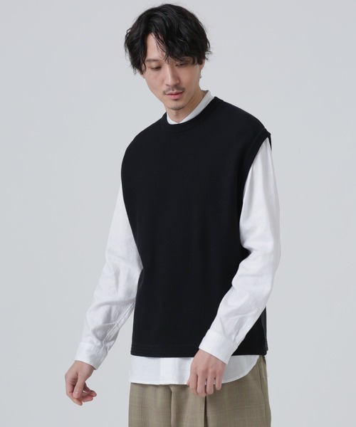 NANO universe(ナノユニバース)の「LB.03/「タフニット」凹凸ベスト(ベスト・メンズ・ブラック/グリーン・L/M/S)」の2枚目の写真