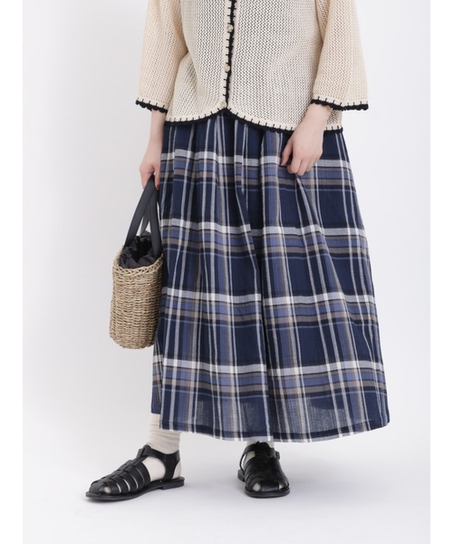 Samansa Mos2（サマンサ モスモス）の「チェック柄ギャザースカート（スカート・レディース・ピンク/グリーン/ベージュ/ネイビー・ﾌﾘ-）」の4枚目の写真