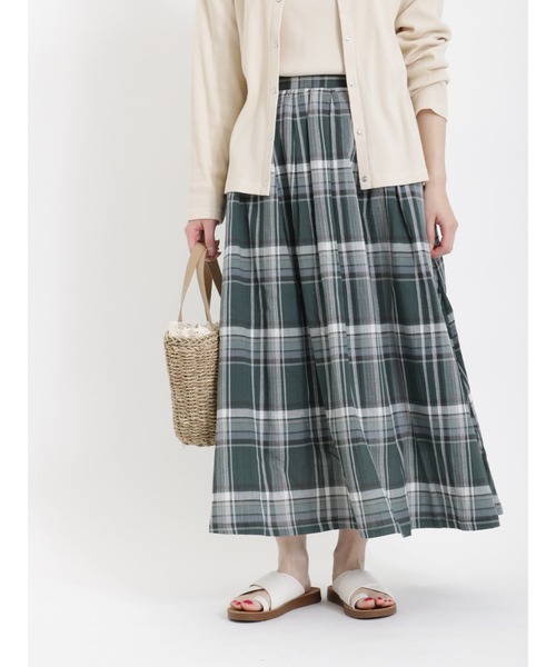 Samansa Mos2（サマンサ モスモス）の「チェック柄ギャザースカート（スカート・レディース・ピンク/グリーン/ベージュ/ネイビー・ﾌﾘ-）」の3枚目の写真